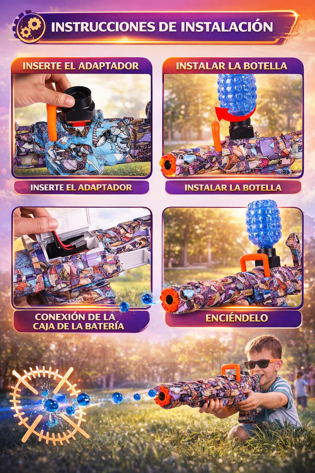 Pistola Ametralladora Hidrogel