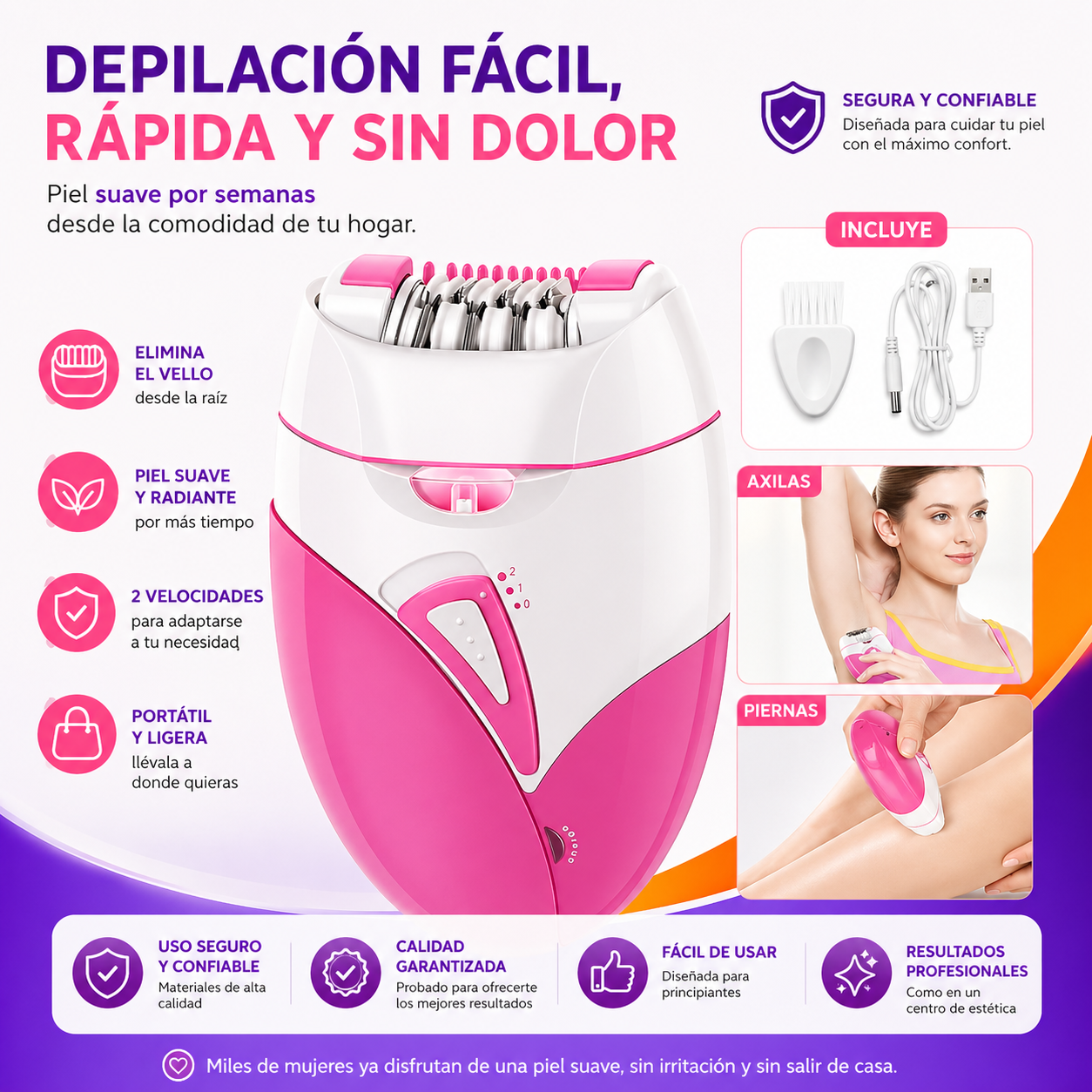 Depiladora Corporal Femenina Recargable