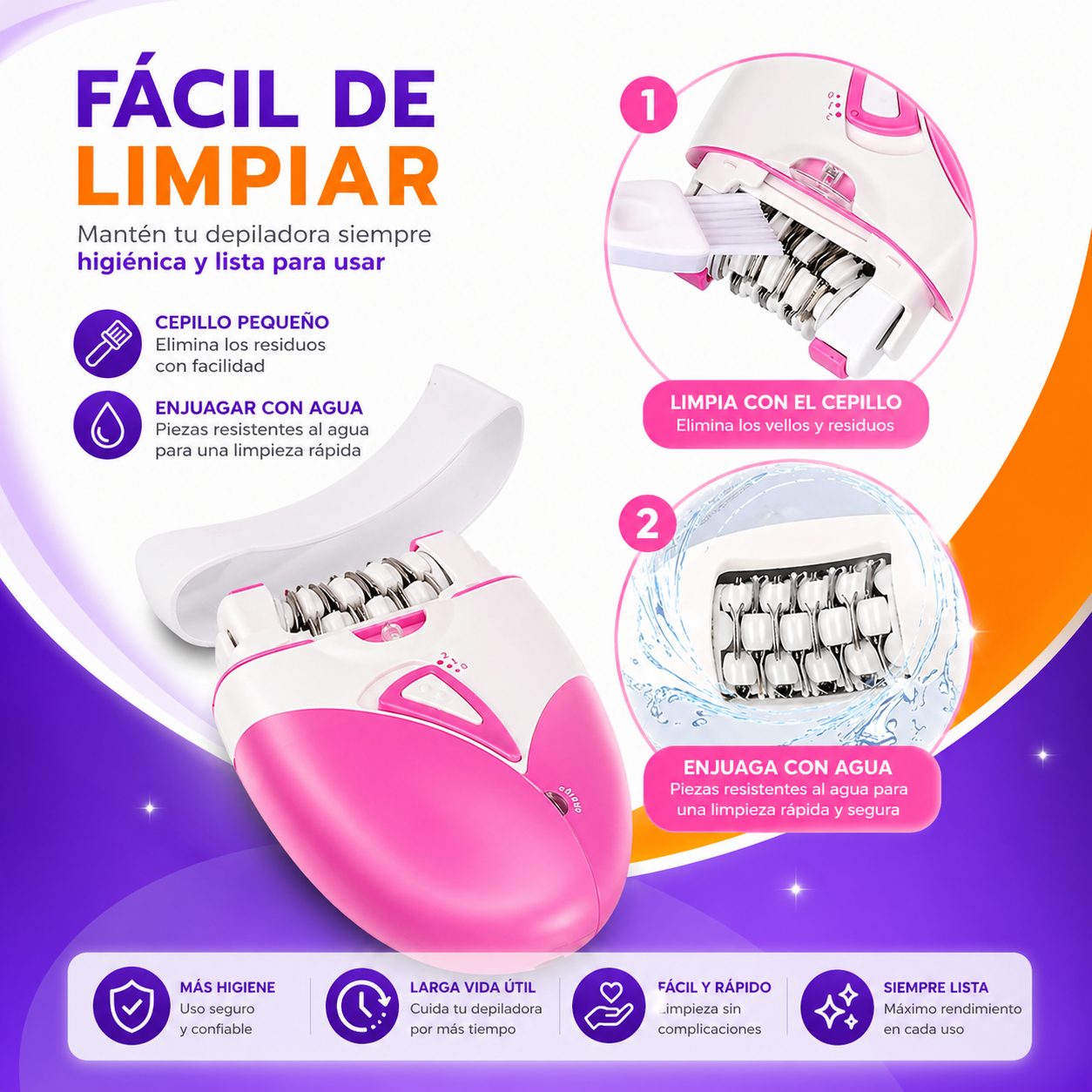 Depiladora Corporal Femenina Recargable