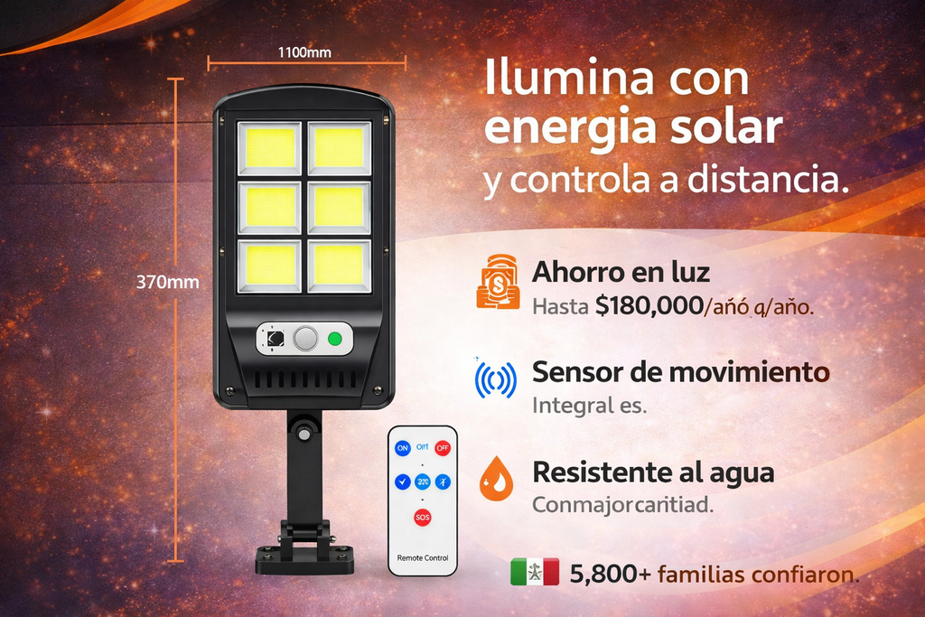 Seguridad Solar 24/7 - Lámpara con Sensor y Control Remoto