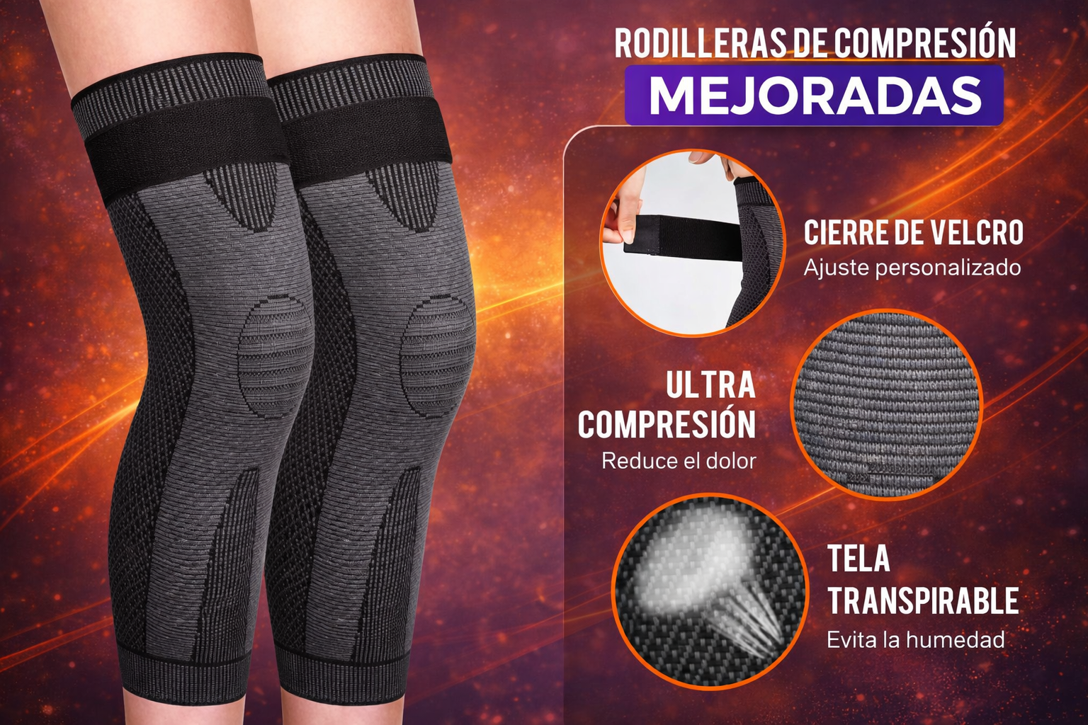 Alivio Total de Rodilla - Rodillera Autocalentable con Acupresión
